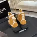 Chanel Women’s High-Top Boots – Suede Yellow with Black Rubber Toe & White Trim #A69906