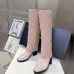 Chanel Women’s Pink Knit Knee-High Boots with Gold CC Hardware & Gloss Toe Cap #A69848