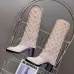 Chanel Women’s Pink Knit Knee-High Boots with Gold CC Hardware & Gloss Toe Cap #A69848