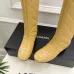 Chanel Yellow Quilted Knee Boots with Iconic CC Logo, Smooth Suede & Patent Leather Trim #A69868