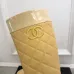 Chanel Yellow Quilted Knee Boots with Iconic CC Logo, Smooth Suede & Patent Leather Trim #A69868