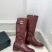 Gucci Women’s Red Croc-Effect Knee Boots with Gold CC Buckle, Low Heel, Square Toe #A69887