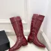 Gucci Women’s Red Croc-Effect Knee Boots with Gold CC Buckle, Low Heel, Square Toe #A69887