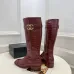 Gucci Women’s Red Croc-Effect Knee Boots with Gold CC Buckle, Low Heel, Square Toe #A69887