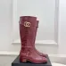 Gucci Women’s Red Croc-Effect Knee Boots with Gold CC Buckle, Low Heel, Square Toe #A69887
