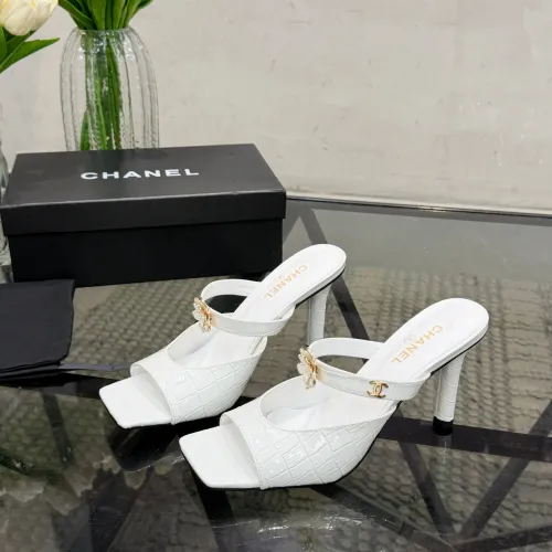Chanel 2026 Double‑Strap Square‑Toe Heel Slide Sandals #A68680