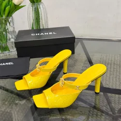 Chanel 2026 Double‑Strap Square‑Toe Heel Slide Sandals #A68682
