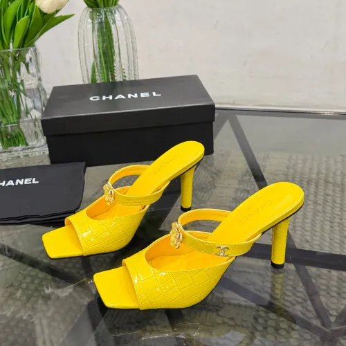 Chanel 2026 Double‑Strap Square‑Toe Heel Slide Sandals #A68682