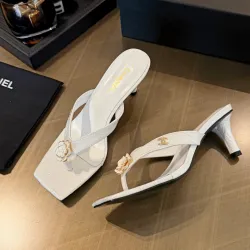 Chanel 2026 Double‑Strap Square‑Toe Heel Slide Sandals #A68686