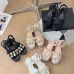 Women's Chanel Tweed Platform Sandals with Pearl Embellishments #B45786