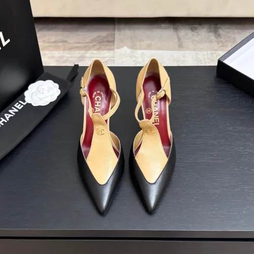 Chanel Two Tone Double C Pointed Toe Slingback Stiletto Pumps #B66696