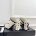 Chanel Two Tone Leather CC Block Heel Mules 8.5cm Heels #B66652