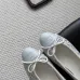 Chanel Women’s Classic Ballet Flats in Light Blue Tweed & Leather Cap with Bow Detail #A69860