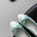 Chanel Women’s Light Blue & White Patent Leather Ballet Pumps with Bow Detail #A69859