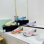 Chanel Denim Suede Calfskin Neon Orange CC Logo Trainers #B53157