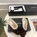 Chanel Brown Suede Slippers with Cream Shearling Lining & Black Bow Detail #A69902