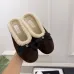 Chanel Brown Suede Slippers with Cream Shearling Lining & Black Bow Detail #A69902