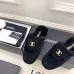 Chanel Double C Turnlock Shearling Lined Mule Slippers #A68535