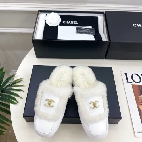 Chanel Double C Turnlock Shearling Lined Mule Slippers #A68536