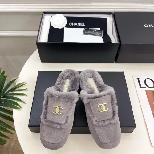 Chanel Double C Turnlock Shearling Lined Mule Slippers #A68537