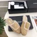 Chanel Double C Turnlock Shearling Lined Mule Slippers #A68538