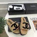 Chanel Women’s Beige Fuzzy Slippers with Black CC Logo, Platform Sandals #A69894