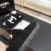 Chanel Women’s Black Fuzzy Slippers with White CC Logo, Soft Shearling Interior, Platform Sole #A69880