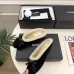Chanel Women’s Black Velvet Slippers with Cream Shearling Lining & Gold-Tone CC Bow Detail #A69901