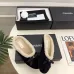 Chanel Women’s Black Velvet Slippers with Cream Shearling Lining & Gold-Tone CC Bow Detail #A69901