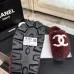 Chanel Women’s Burgundy Fuzzy Slippers with White CC Logo, Soft Shearling Slip-On Shoes #A69881
