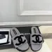 Chanel Women’s Gray Fuzzy Slippers with Black CC Logo, Soft Shearling Sole, Flat Slide Design #A69891