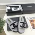 Chanel Women’s Gray Fuzzy Slippers with Black CC Logo, Soft Shearling Sole, Flat Slide Design #A69891
