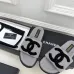 Chanel Women’s Gray Fuzzy Slippers with Black CC Logo, Soft Shearling Sole, Flat Slide Design #A69891