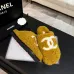 Chanel Women’s Mustard Wool Slippers with White CC Logo, Soft Fuzzy Comfort Shoes #A69879