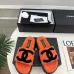 Chanel Women’s Orange Fuzzy Slippers with Black CC Logo, Platform Sandals, Soft Shearling Design #A69889