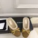 Chanel Women’s Suede Slippers with Shearling Lining & Gold CC Bow Detail #A69904