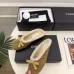 Chanel Women’s Suede Slippers with Shearling Lining & Gold CC Bow Detail #A69904