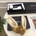 Chanel Women’s Suede Slippers with Shearling Lining & Gold CC Bow Detail #A69904