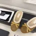 Chanel Women’s Suede Slippers with Shearling Lining & Gold CC Bow Detail #A69904