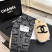 Chanel Women’s Teddy Slippers with CC Logo, Cream Fuzzy Suede-Style Mules #A69878