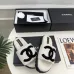Chanel Women’s White Fuzzy Slippers with Black CC Logo, Platform Sandals #A69892