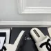 Chanel Women’s White Fuzzy Slippers with Black CC Logo, Platform Sandals #A69892