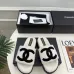 Chanel Women’s White Fuzzy Slippers with Black CC Logo, Platform Sandals #A69892