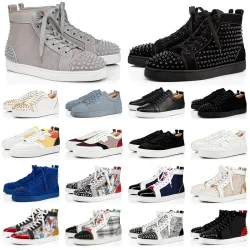 2020 Christian Louboutin red bottoms men women fashion luxury designer shoes spike high top sneakers black white bred grey leather suede flats casual shoe #99896751
