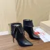 Christian Louboutin Black Leather Ankle Boots with Pointed Toe, 100mm Stiletto Heel & Red Sole #A69801