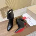Christian Louboutin Black Leather Ankle Boots with Pointed Toe, 100mm Stiletto Heel & Red Sole #A69801