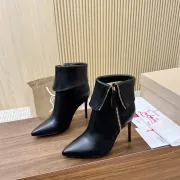 Christian Louboutin Black Leather Ankle Boots with Pointed Toe, 100mm Stiletto Heel & Red Sole #A69801