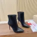 Christian Louboutin Black Leather Studded Ankle Boots, Pointed Toe, 100mm Stiletto Heel, Red Sole #A69802