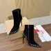 Christian Louboutin Black Suede Studded Ankle Boots with Pointed Toe & Red Sole Heel #A69805