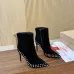 Christian Louboutin Black Suede Studded Ankle Boots with Pointed Toe & Red Sole Heel #A69805